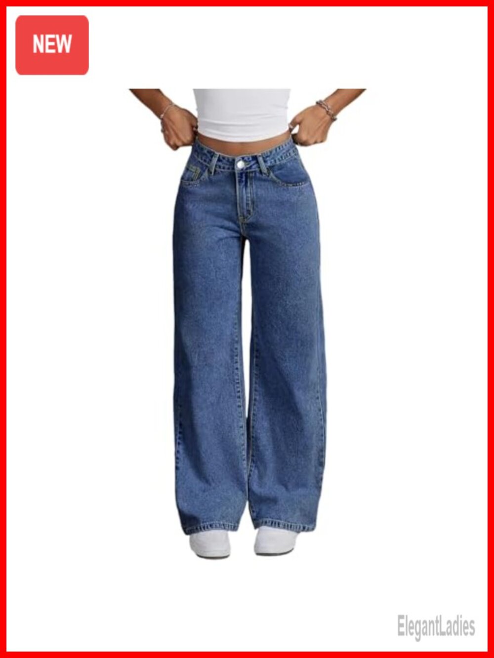 Plus Size Wide Leg Jeans Women Stretch High Waist Baggy Boyfriend Denim